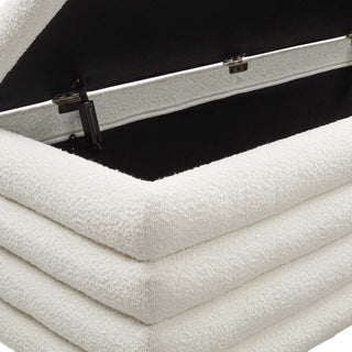 Mezzo Boucle Upholstered Storage Bench, Cloud