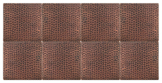 Hammered Copper Tile, 6"x6", Set of 8