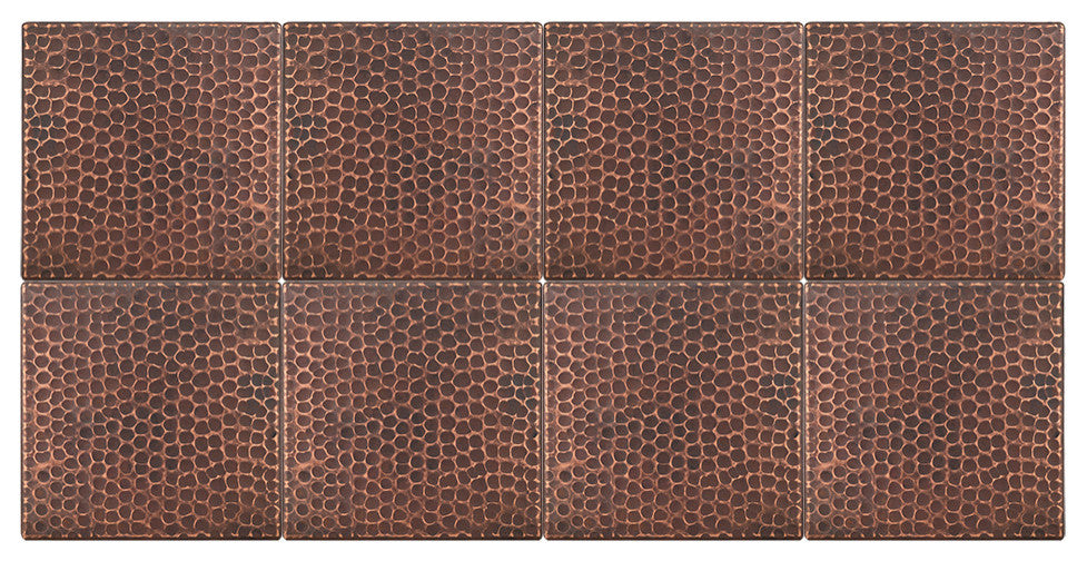 Hammered Copper Tile, 6"x6", Set of 8