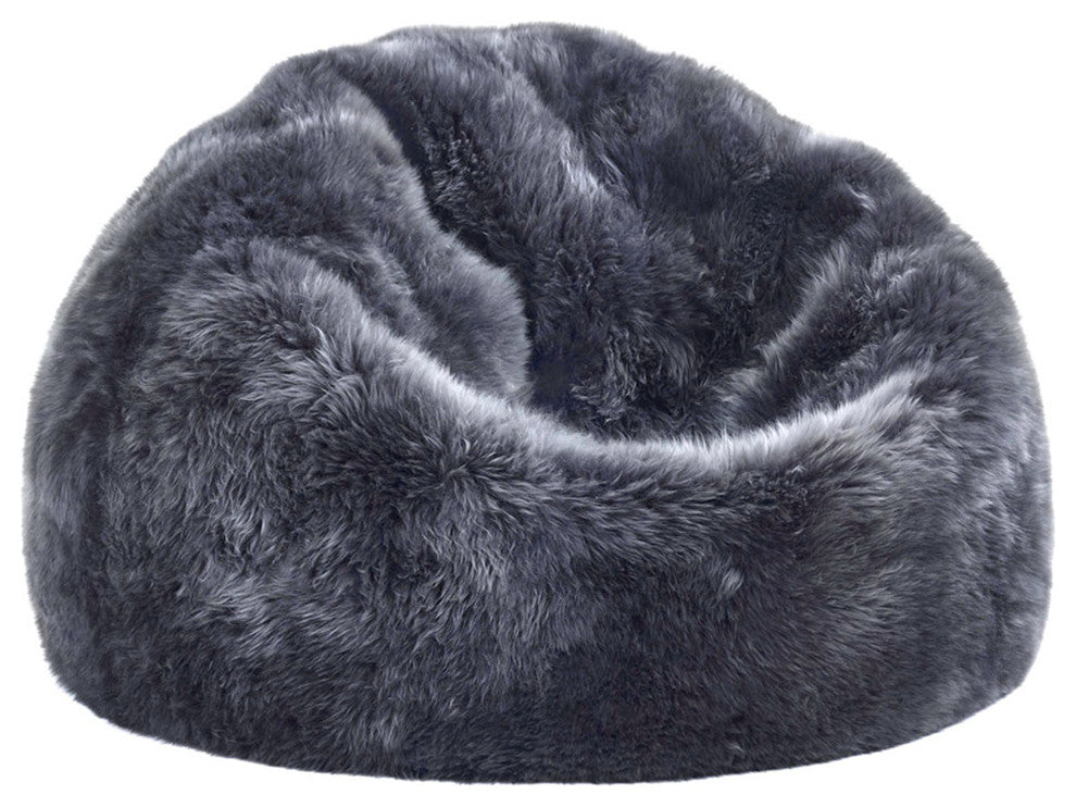 Sheepskin Longwool Lambskin Bean Bag, Steel