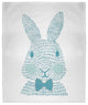 60 x 80 in Monochrome Easter Bunny Throw Blanket, Explorer Blue