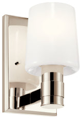 Adani 8.5" 1 Light Wall Sconce With Opal Glass, Polished Nickel