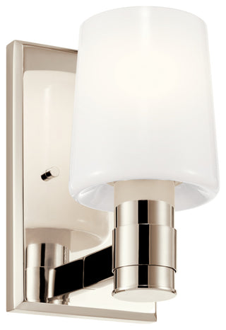 Adani 8.5" 1 Light Wall Sconce With Opal Glass, Polished Nickel