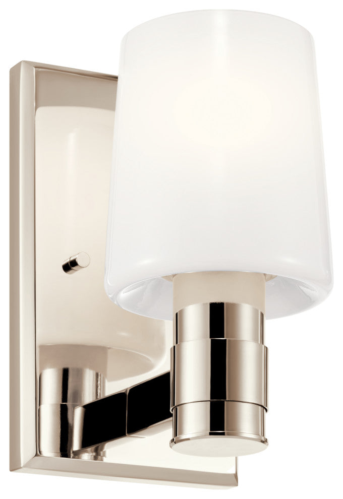 Adani 8.5" 1 Light Wall Sconce With Opal Glass, Polished Nickel