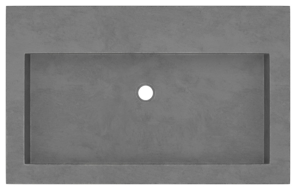 Trough 3019 Concrete Bathroom Sink, Slate, No Faucet Hole