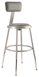 NPS 19"-27" Height Adjustable Vinyl Padded Steel Stool With Backrest, Grey