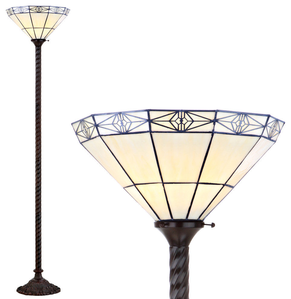 Moore Tiffany-Style 68.57" Torchiere Floor Lamp, Bronze