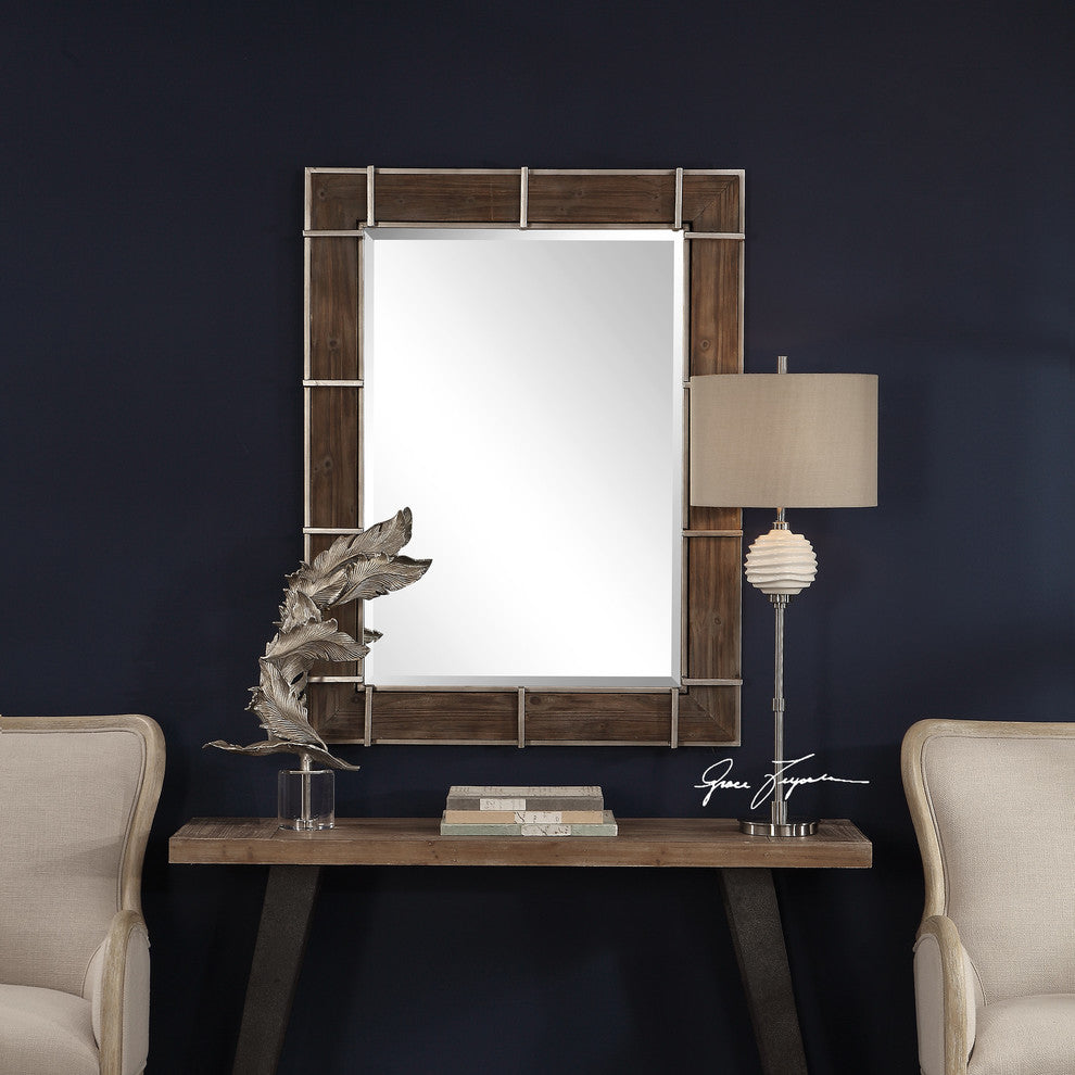 Uttermost Wade Wooden Industrial Mirror