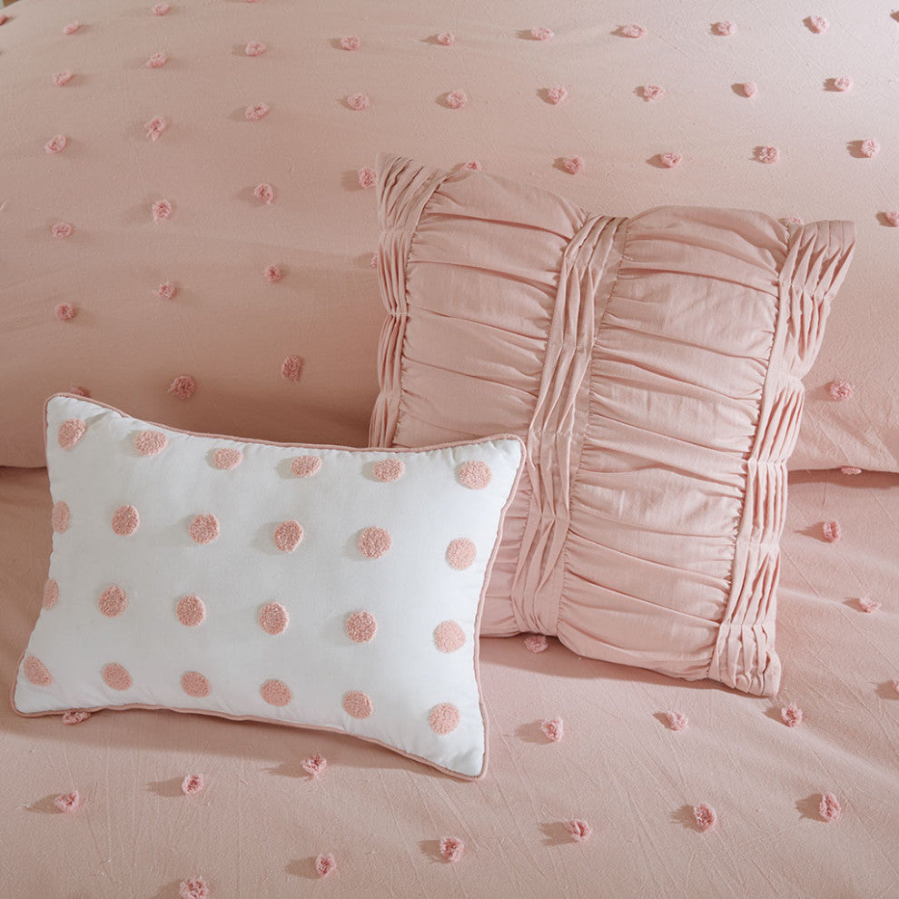 Urban Habitat Brooklyn Pom-Pom 7-Piece Duvet Cover Set, Pink