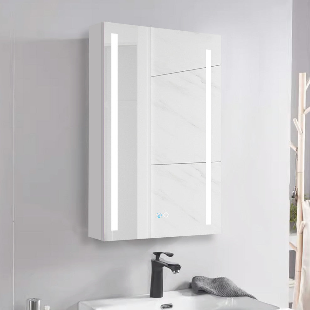 20 in. W x 30 in. H Aluminum Surface Mount Medicine Cabinet with Lighted Mirror