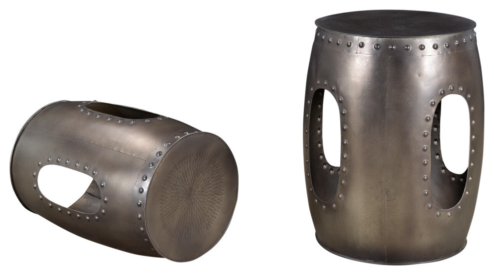 Set of 2: Redondo Baton Occasional Tables in Nickel