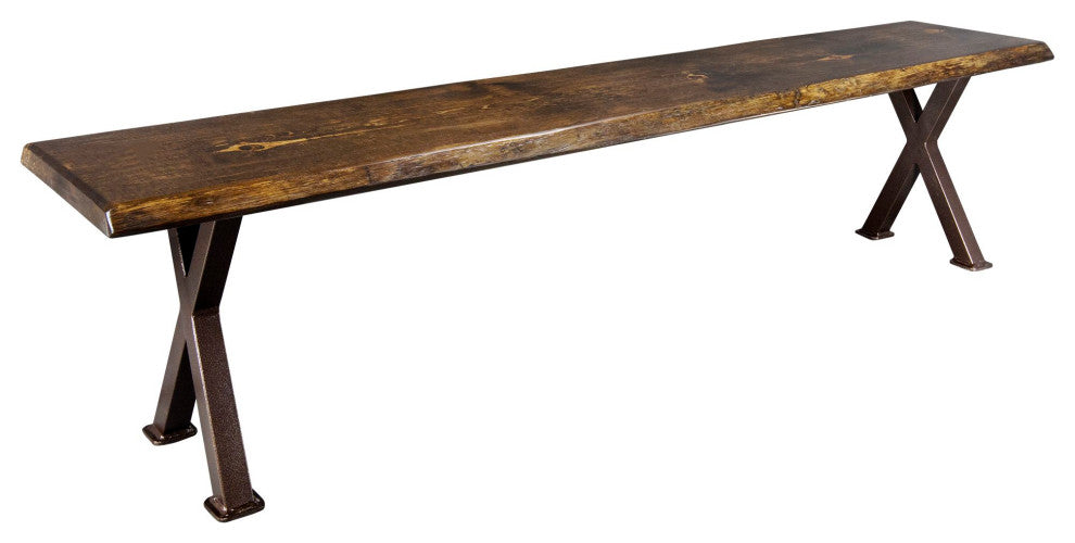 Big Sky Collection Live Edge Bench With Copper Creek X-Series Iron Legs, 6''
