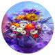 Watercolor Flowers In Purple Vase, Floral Disc Metal Wall Art, 36"
