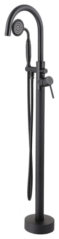 6 GPM Freestanding Bathtub Faucet with Hand Held Shower and Double Handle, Matte Black