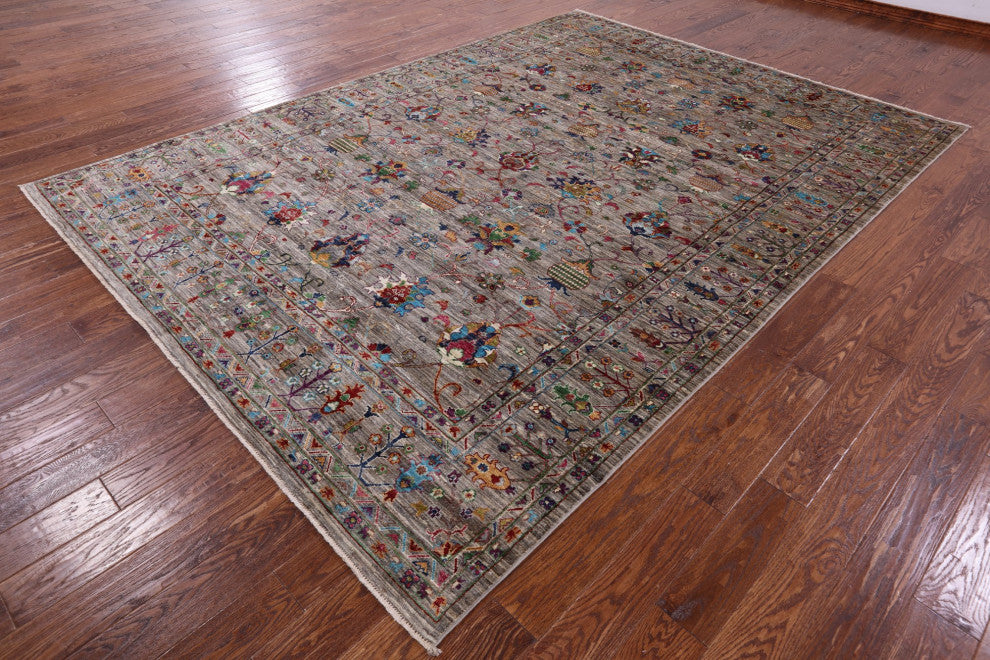 8' 1" X 11' 5" Persian Tabriz Hand Knotted Wool Rug Q9793