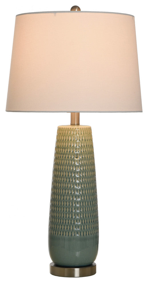 Starlite Ceramic Table Lamp Off-White Shade, Dimpled Luster Sage Finish