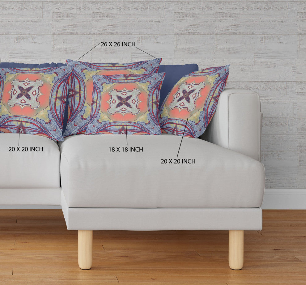16" Purple Orange Geo Tribal Suede Throw Pillow