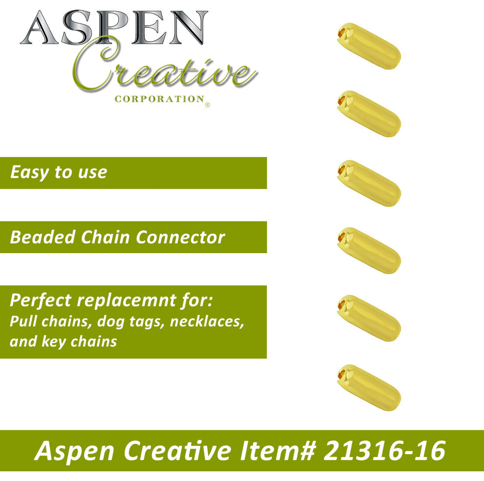 Aspen Creative 21316-16 Beaded Chain Connectors Plated in Polished Brass, 6 Pack