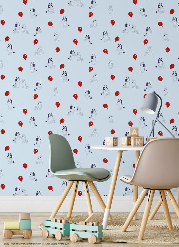 Bluey Keepy Uppy Blue Peel and Stick Wallpaper