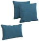 Double-Corded Solid Outdoor Throw Pillows With Inserts, Set of 3, Sea Blue