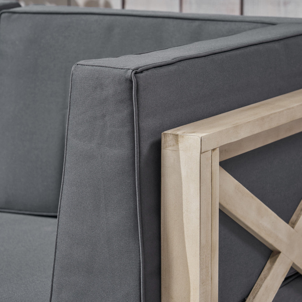 Andy Outdoor Modular Acacia Wood Sofa With Cushions