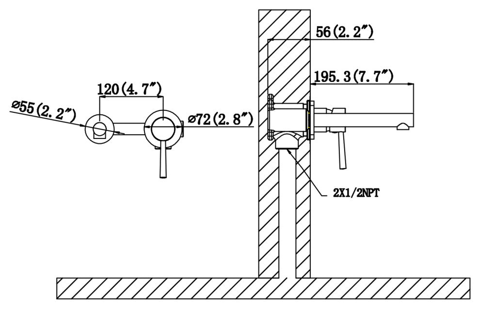 Single Handle Wall Mounted Bathroom Faucet