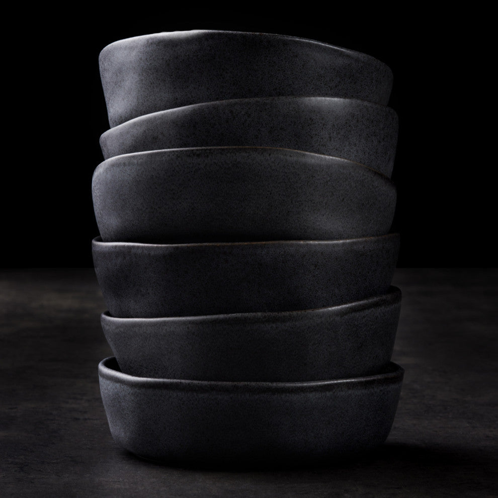 Stone by Mercer Project Hekonda Debossed Stoneware 16 Piece Dinnerware Set, Gray