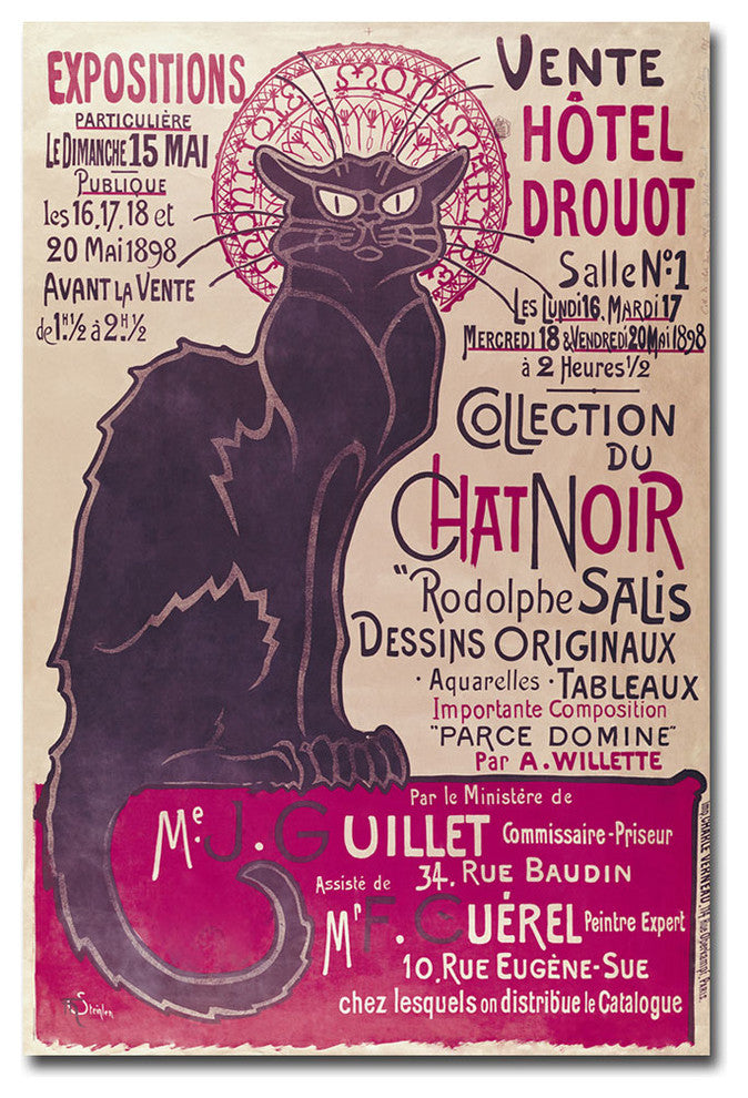 'Collection du Chat Noir' Canvas Art by Theophile Steinlen