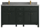Sonoma 60 Double Sink Reeded Bathroom Vanity in Dark Forest Green 2" Piatra Gray
