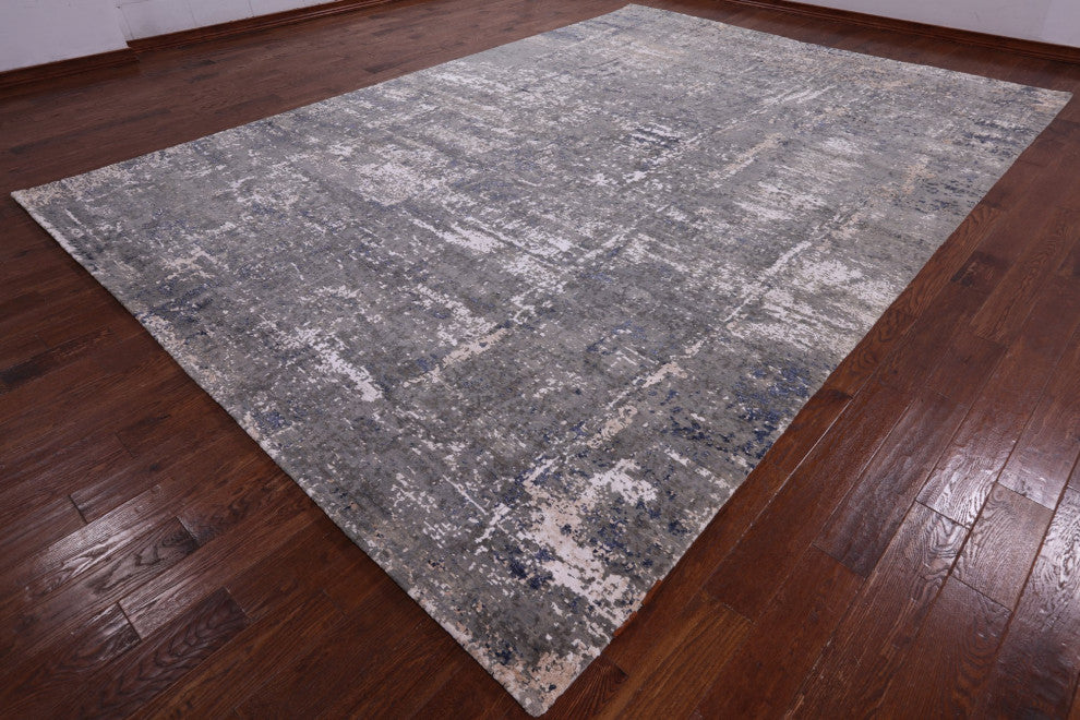 Modern Wool and Silk Hand Knotted Rug 10' 0" X 14' 3" Q7114