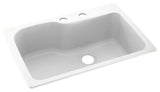Swan 33x22x10 Solid Surface Kitchen Sink, 2-Hole, White