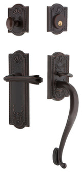 Meadows Plate S Grip Entry Set Fleur Lever, Timeless Bronze, 2-3/4", Left