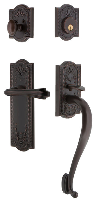 Meadows Plate S Grip Entry Set Fleur Lever, Timeless Bronze, 2-3/4", Left