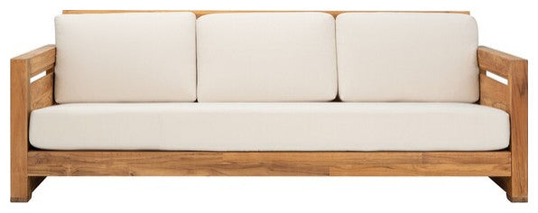 Safavieh Molokai Teak Patio Sofa Natural / Beige