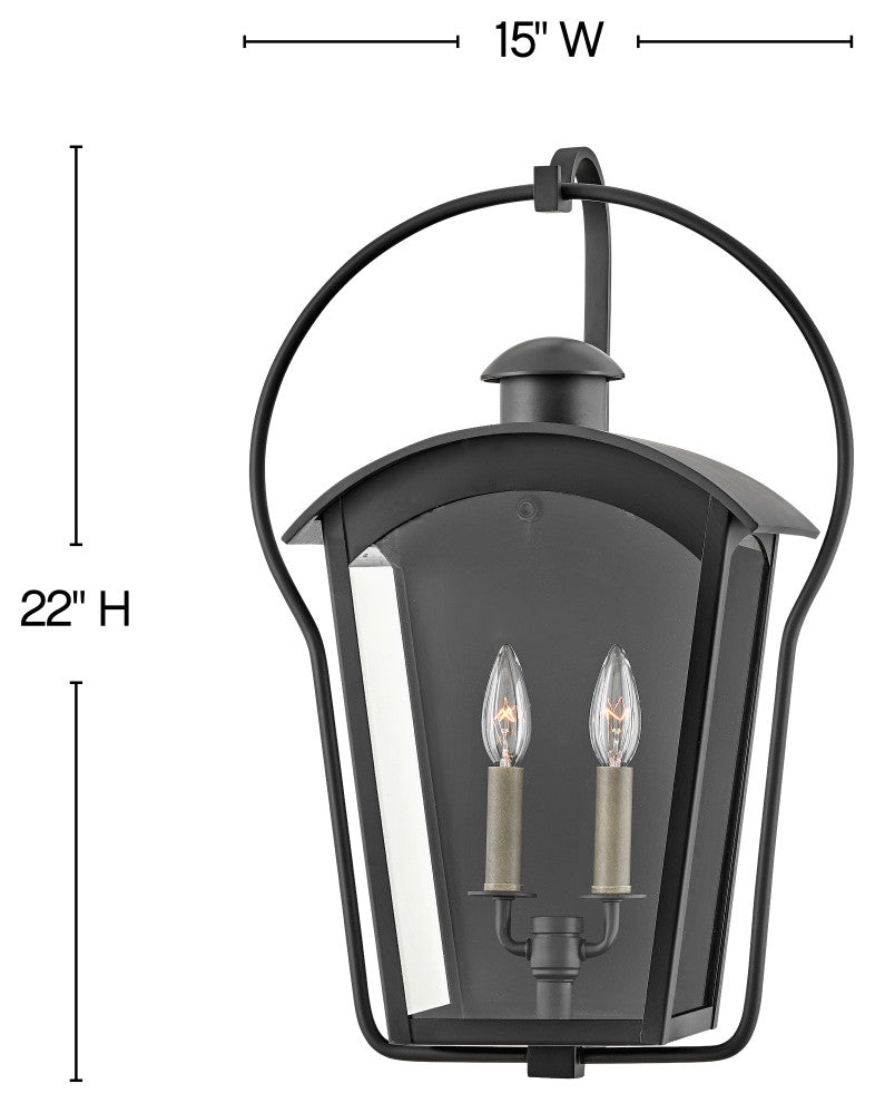 Hinkley Yale Large Wall Mount Lantern, Black
