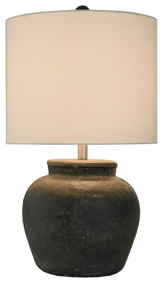 Arlo Cotta Rustic Cement Table Lamp Matte Black Finish Off-White Shade