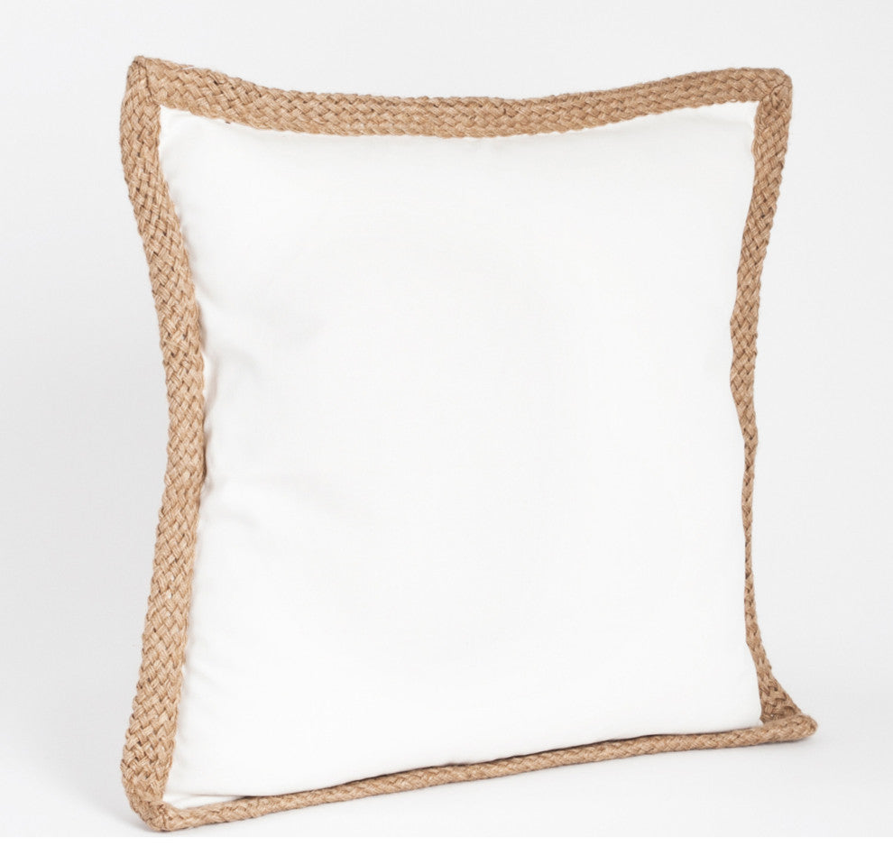 Jute Braided Down Filled Throw Pillow, 20"x20", Ivory
