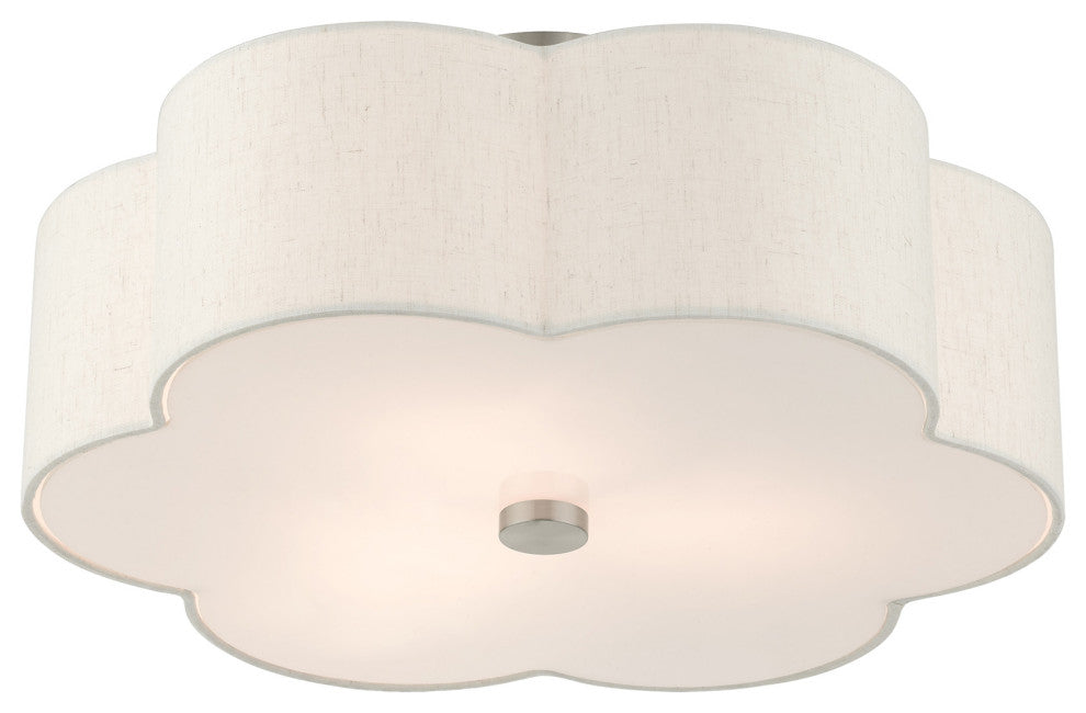 Brushed Nickel French Country, Floral, Transitional, Semi Flush