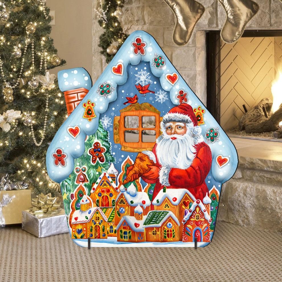 Gingerbread House Freestanding Wooden Lawn Decor