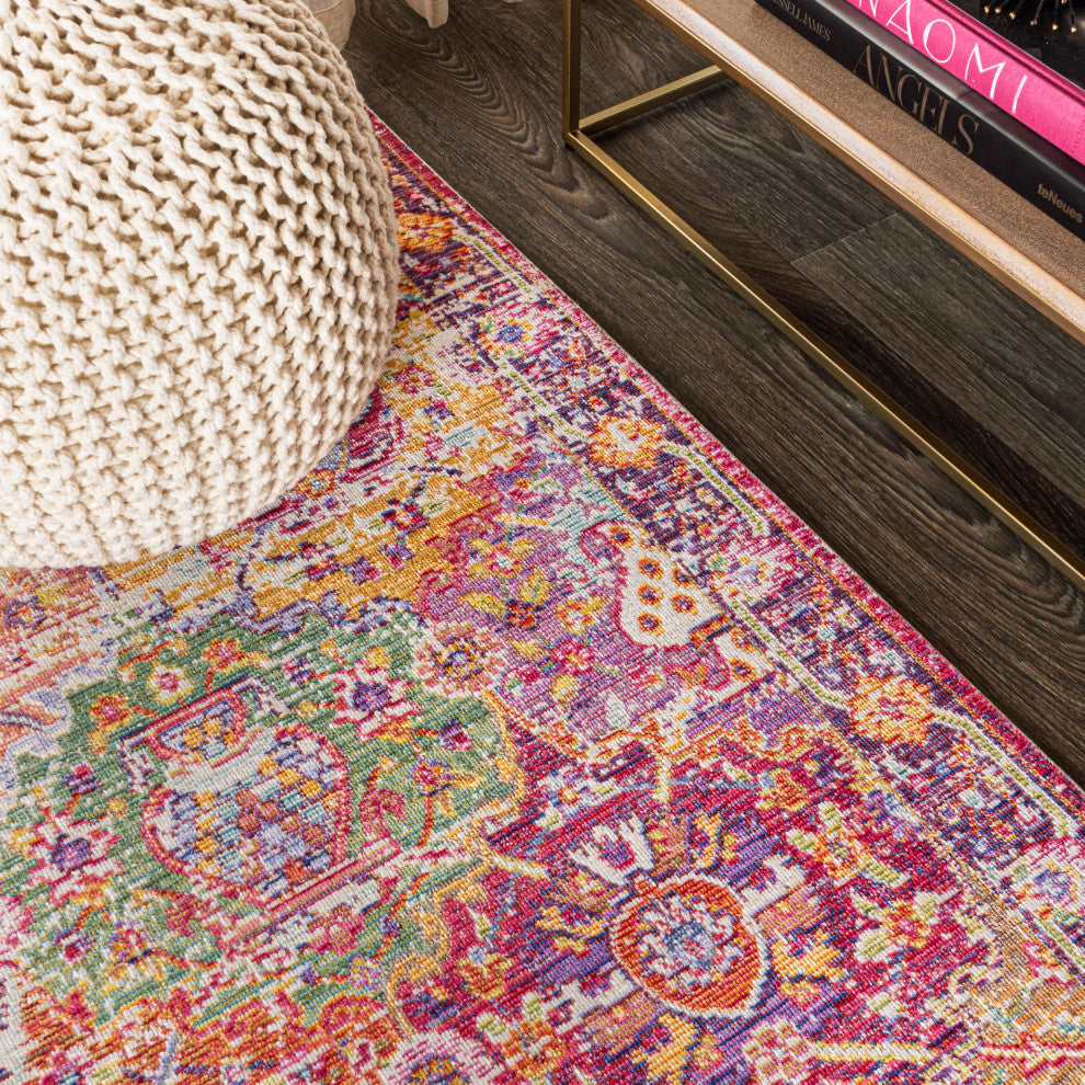 Flori Bohemian Medallion Area Rug, 2x8