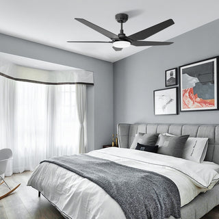 CARRO Smart Voice Control Ceiling Fan with Dimmable LED Light and Remote, Black, 52" Downrod