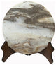 Chinese Natural Dream Stone Round White Fengshui Plaque Display Hws2262