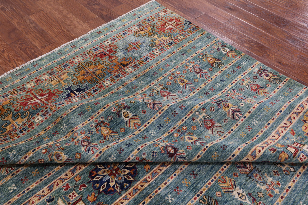 7' 11" X 11' 2" Khorjin Super Kazak Hand Knotted Rug Q10751