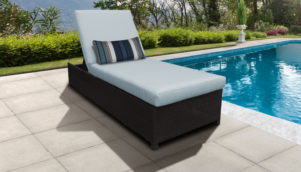Barbados Wheeled Chaise Outdoor Wicker Patio Furniture in Spa