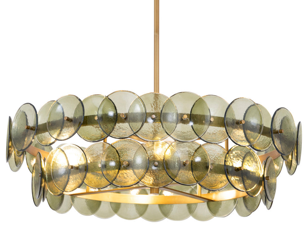 Maxim 21823 Loren 4 Light 32"W Drum Chandelier - Weathered Brass / Clear