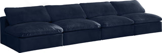 Cozy Velvet Upholstered Comfort Modular Armless Sofa, Navy