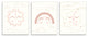 Cute Celestial Doodle Sun Moon Stars Smile Happy Face, 3pc, each 10 x 15