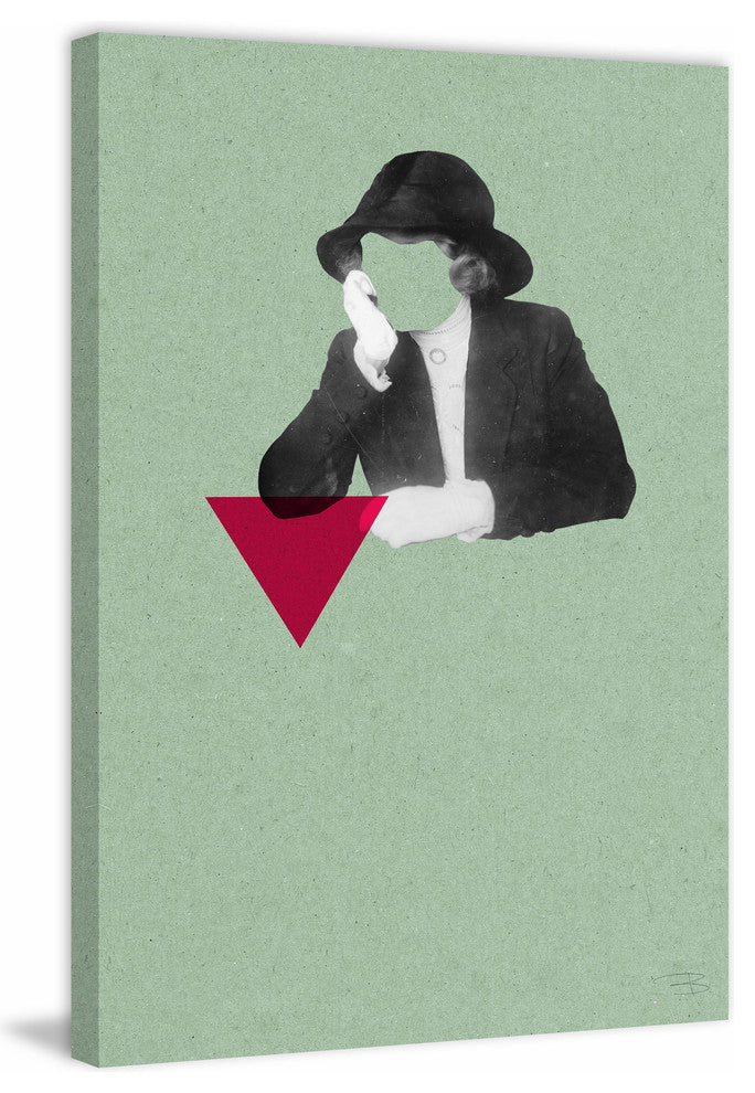 "No Face Verde Triangulos" by Bengoa Vazquez Print Canvas, 40x60