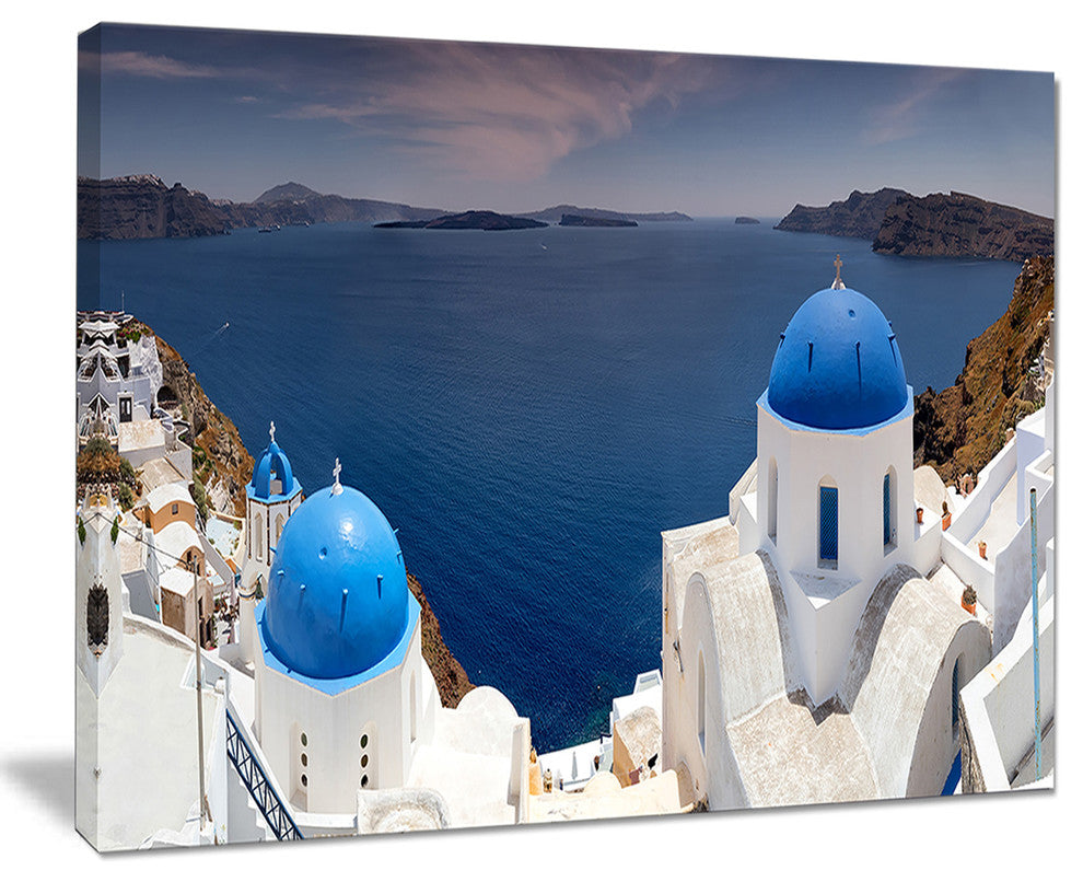"Blue Doomes Churches Panorama" Landscape Print Wall Artwork, 20"x12"
