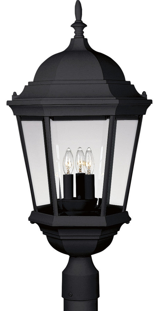 3-Light Post Lantern, Black
